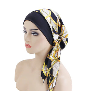 Women Printed Pre-tie Headscarf