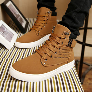 Men's Warm Matte Leather High Top Sneakers