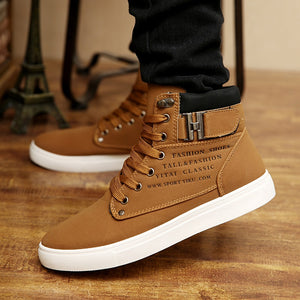 Men's Warm Matte Leather High Top Sneakers