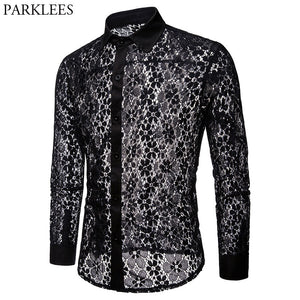 Luxury Floral Embroidery Lace Shirt