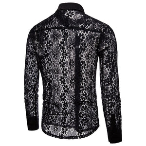 Luxury Floral Embroidery Lace Shirt