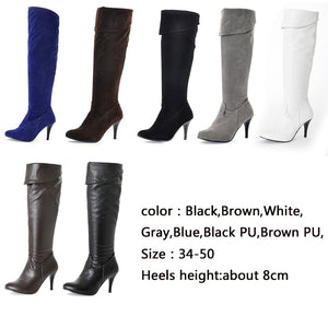 Thin knee-high boots