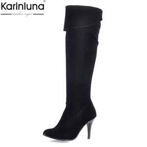 Thin knee-high boots