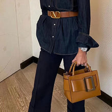 Load image into Gallery viewer, Handbags for Women 2022 Designer Luxury Genuine Leather Metal Square Buckle Shoulder Crossbody Bag Fashion Top Quality Tote Bag
