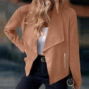 Women's Solid Suede Suit Jacket