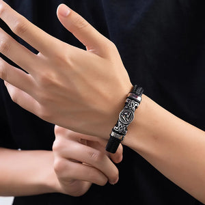 Norse Rune Hrungnir's Heart Genuine Leather Bracelet
