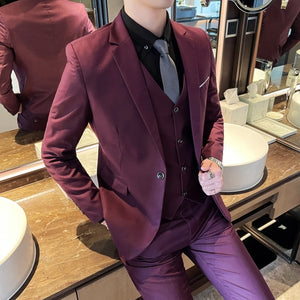 Solid Color Men's Casual Suit
