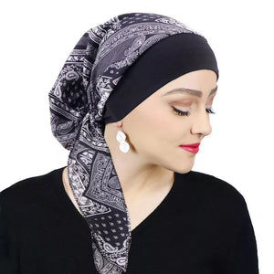 Women Printed Pre-tie Headscarf