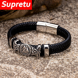 Norse Rune Hrungnir's Heart Genuine Leather Bracelet