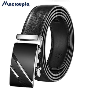 Black Genuine Leather Strap Belts For Men