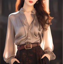 Load image into Gallery viewer, Grey Silk Shirt
