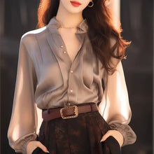Load image into Gallery viewer, Grey Silk Shirt
